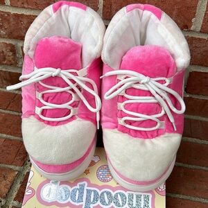 Moodpop Pink/Cream Plush Cushioned Platform Sneaker Ladies Novelty Slippers